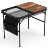 35.43x23.62x26in Foldable Camping Table Collapsible Picnic Aluminum Alloy Grill Stand 66LBS Max Load Height Adjustable BBQ Table with Adjustable Heigh