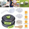 9Pcs Camping Cooking Ware Set Camping Stove Cookware Kit Aluminum Pot Pans Set for Hiking Picnic Outdoor