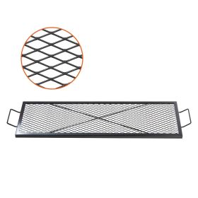 griVEVOR X-Marks Fire Pit Grill Grate, Rectangle Cooking Grate, Heavy Duty Steel Campfire BBQ Grill Grid with Handle & Support X Wire
