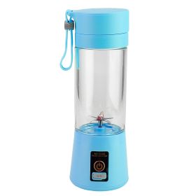 Portable Juicer Blender USB Rechargeable Juicer Cup Fruit Baby Food Mixing Machine w/ 6 Blades Powerful Motor (Option: 380MLUSBJuicerCup Blue)