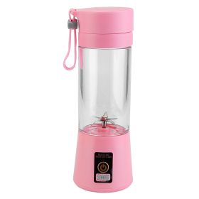 Portable Juicer Blender USB Rechargeable Juicer Cup Fruit Baby Food Mixing Machine w/ 6 Blades Powerful Motor (Option: 380MLUSBJuicerCup Pink)