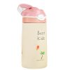 13.5Oz Insulated Stainless Steel Water Bottle Leak-proof Bottle for Kids with Straw Push Button Lock Switch Sports Water Bottle for Toddlers Boys Girl