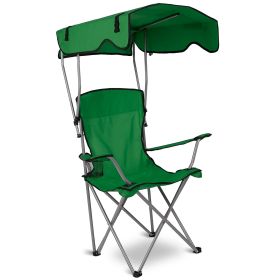 Foldable Beach Canopy Chair Sun Protection Camping Lawn Canopy Chair 330LBS Load Folding Seat w/ Cup Holder For Beach Poolside Travel Picnic (Option: CanopyChair Green)