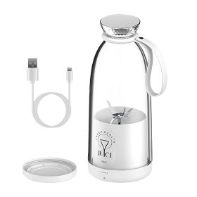 2-in-1 16.9OZ Portable Fruit Blender Electric Rechargeable Juice Cup for Shakes Smoothies Juice Personal Fruit Mixer with 6 Blades (Option: MiniBlender White)
