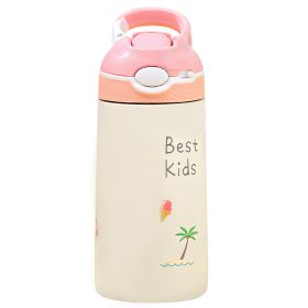 13.5Oz Insulated Stainless Steel Water Bottle Leak-proof Bottle for Kids with Straw Push Button Lock Switch Sports Water Bottle for Toddlers Boys Girl (Option: WaterBottle PinkBird)