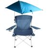Foldable Beach Chair with Detachable Umbrella Armrest Adjustable Canopy Stool with Cup Holder Carry Bag for Camping Poolside Travel Picnic Lawn Chair