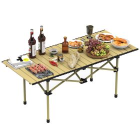 Folding Camping Table Portable Lightweight Carbon Steel Roll-up Picnic BBQ Desk with Carry Bag Heavy Duty for Outdoor Beach Backyard Party Patio Campi (Option: CampingTable 55120CM)