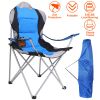 Foldable Camping Chair Heavy Duty Steel Lawn Chair Padded Seat Arm Back Beach Chair 330LBS Max Load with Cup Holder Carry Bag