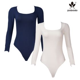 Square Collar Long Sleeved Frosted Warm Jumpsuit (Option: Tibetan BluexRice White-M)