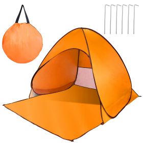 Pop Up Beach Tent Sun Shade Shelter Anti-UV Automatic Waterproof Tent Canopy for 2/3 Man w/ Net Window Storage Bag for Outdoor Beach Camping Fishing P (Option: PopUpBeachTent Orange)