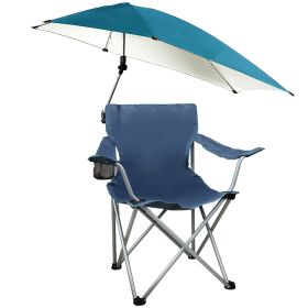 Foldable Beach Chair with Detachable Umbrella Armrest Adjustable Canopy Stool with Cup Holder Carry Bag for Camping Poolside Travel Picnic Lawn Chair (Option: BeachChair Blue)