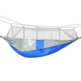 600lbs Load 2 Persons Hammock w/Mosquito Net Outdoor Hiking Camping Hommock Portable Nylon Swing Hanging Bed w/ Strap Hook Carry Bag (Option: MosquitoNetHammock GRY)