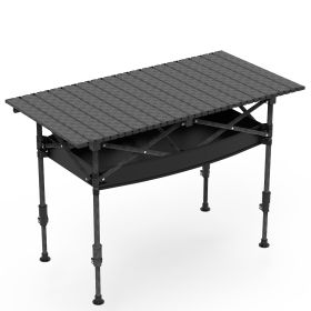 Portable Folding Camping Table With Adjustable Height Hanging Net Rustproof Carbon Steel Foldable Roll-Up Camping Table for Picnic Camping Hiking Beac (Option: CampingTable 95CM)