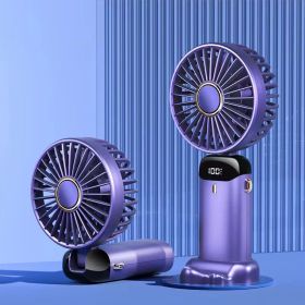 Portable Fan; Handheld Fan Personal Mini Fan 4200mAh Rechargeable With 5 Speeds; Battery Operated Mini Fan With LED Display; 11-21Hs Desk Fan Wor (Color: Purple)