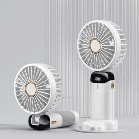 Portable Fan; Handheld Fan Personal Mini Fan 4200mAh Rechargeable With 5 Speeds; Battery Operated Mini Fan With LED Display; 11-21Hs Desk Fan Wor (Color: White)