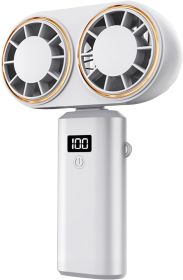 Handheld Fan - Head 5-Speed Rechargeable Fans | Lightweight Electric Pocket Fan With Digital Display | Ideal For Hiking, Outdoor Sports, Indoor S (Color: White)
